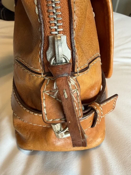 Michael Kors Cognac Leather Satchel with Silver Hardware - Picture 3 of 8